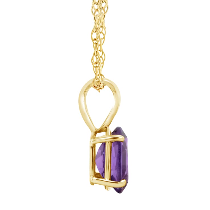 8x6mm Oval Amethyst 14k Yellow Gold Pendant With Chain