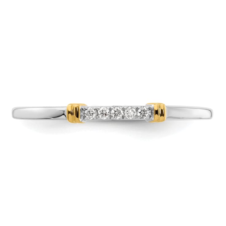 14K White and Yellow Gold Two Tone Stackable Expressions Diamond Ring 0.04ctw
