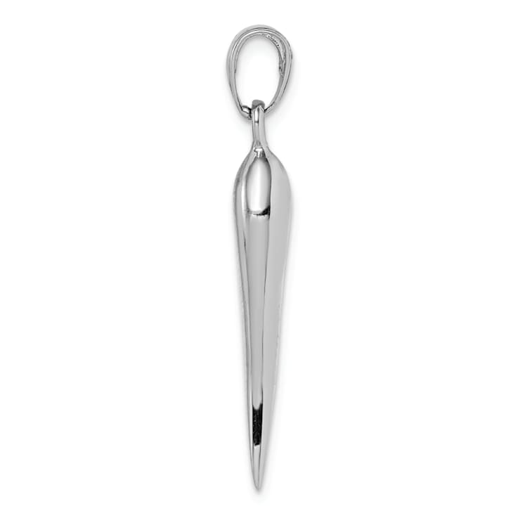 14k White Gold Large 3D Italian Horn Pendant