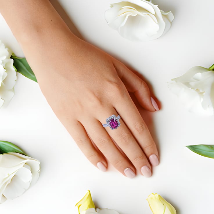 Round Amethyst with White Sapphire Accents Crossover Ring, 1.12ctw