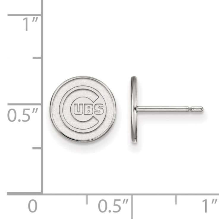 Rhodium Over Sterling Silver MLB LogoArt Chicago Cubs Post Earrings