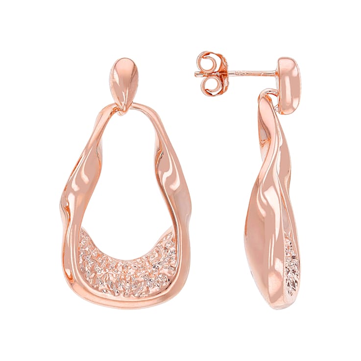 Copper Wavy Texture Dangle Earrings