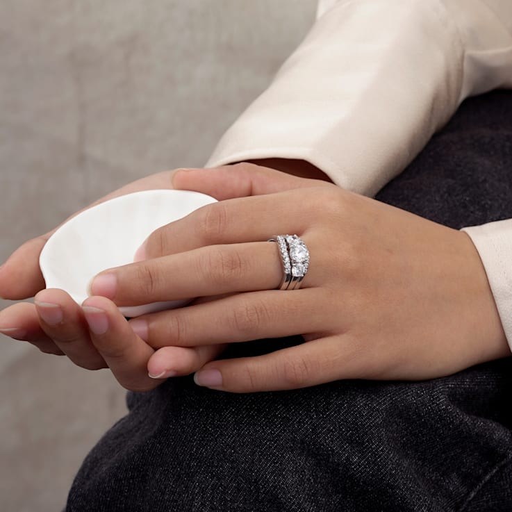 White Cubic Zirconia Platinum Over Sterling Silver Ring 2.57ctw