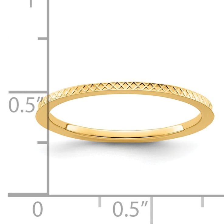14K Yellow Gold 1.2mm Criss-Cross Pattern Stackable Expressions Band