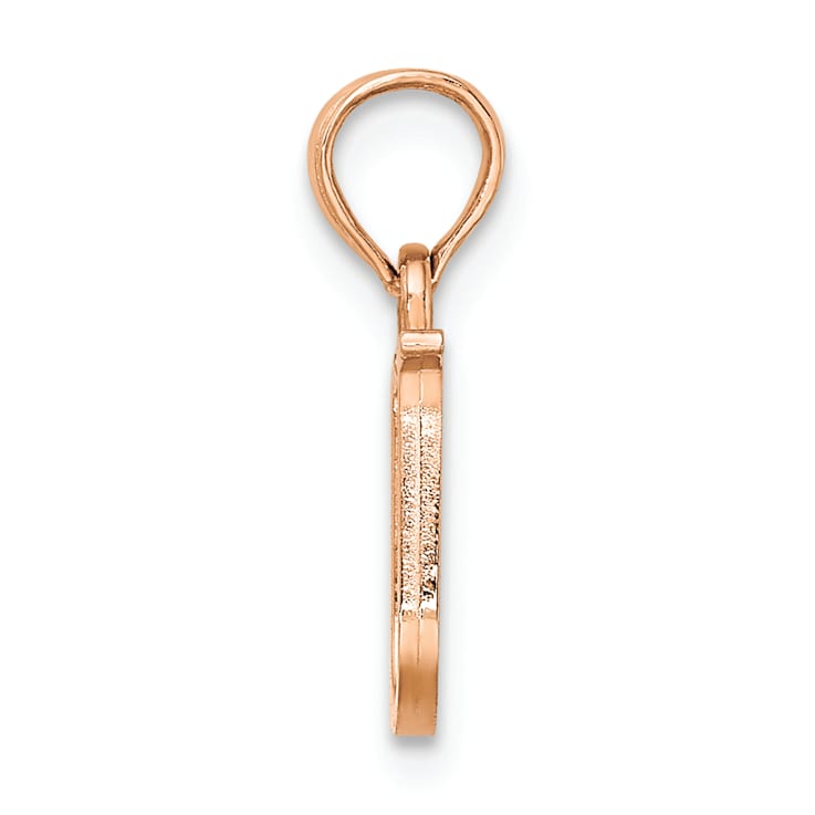 14k Rose Gold Polished Block Letter U Initial Pendant