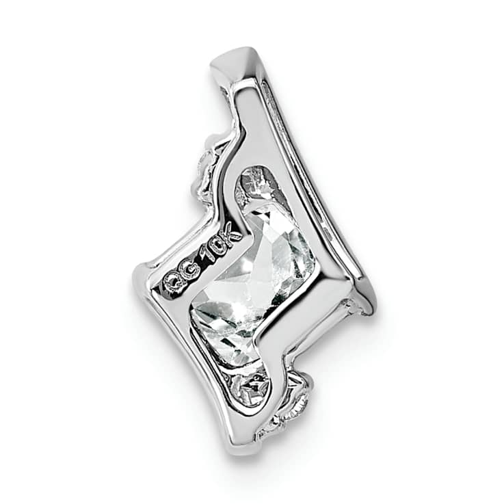 Rhodium Over 10k White Gold 0.52 ctw Cushion White Topaz and Diamond
Chain Slide Pendant