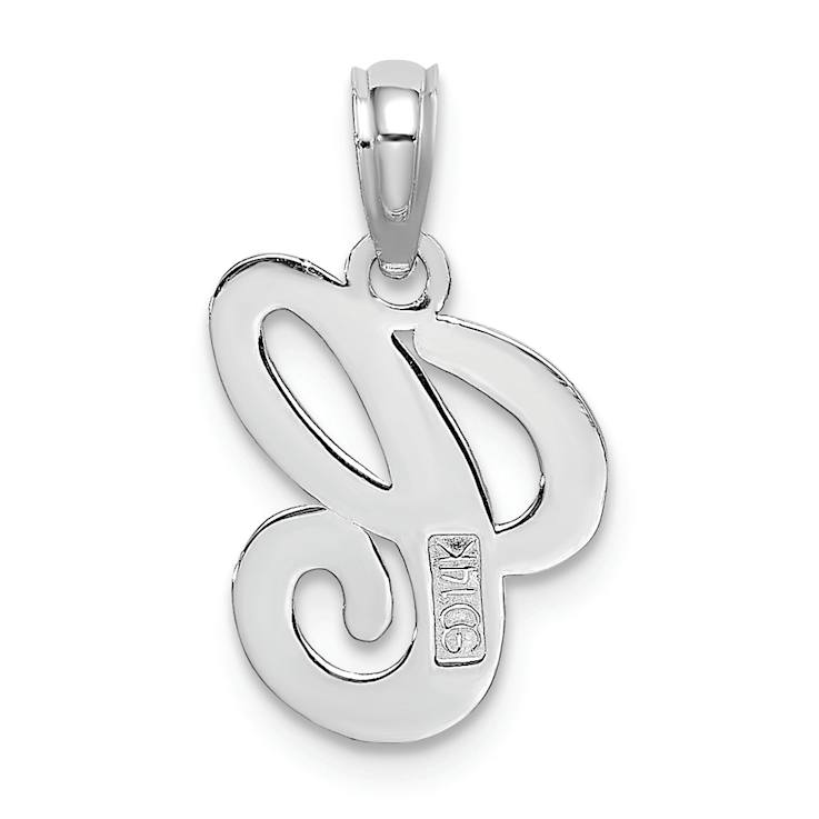 Rhodium Over 14k White Gold Polished Script Letter C Initial Pendant