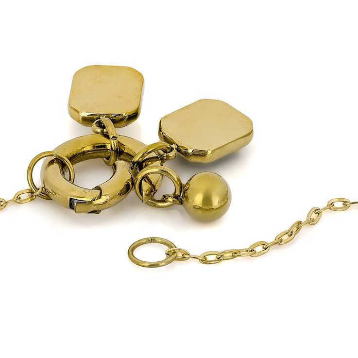 Green And Clear Emerald-Cut Charm Necklace In Gold-Tone 20 Inch