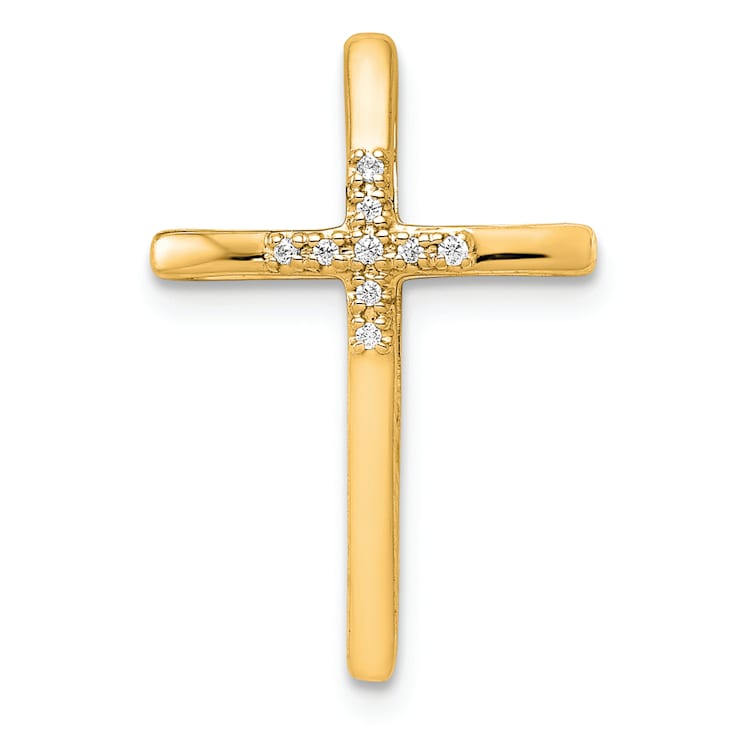 14K Yellow Gold 0.03ct. Diamond Cross Chain Slide