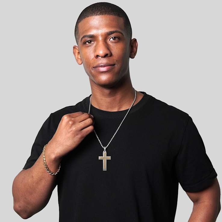 Invicta Men's Two-Tone Cross Pendant With Chain In Stainless Steel