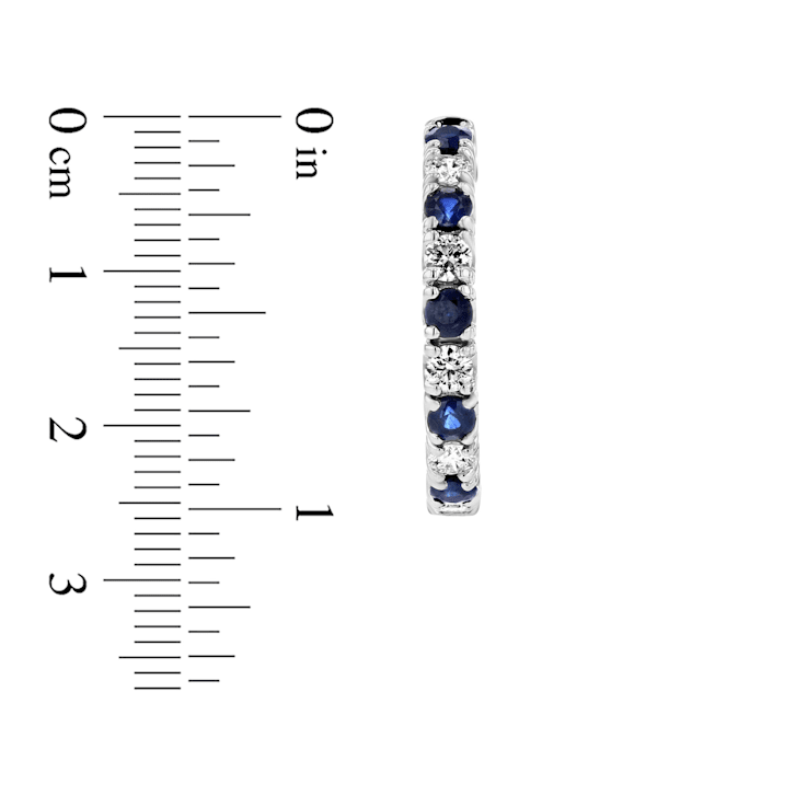 3.58ctw Sapphire and Diamond Hoop Earrings in 14k White Gold