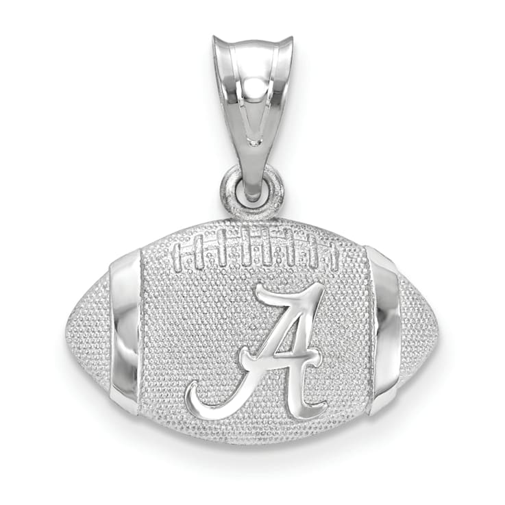 Rhodium Over Sterling Silver LogoArt University of Alabama Domed
Football Pendant