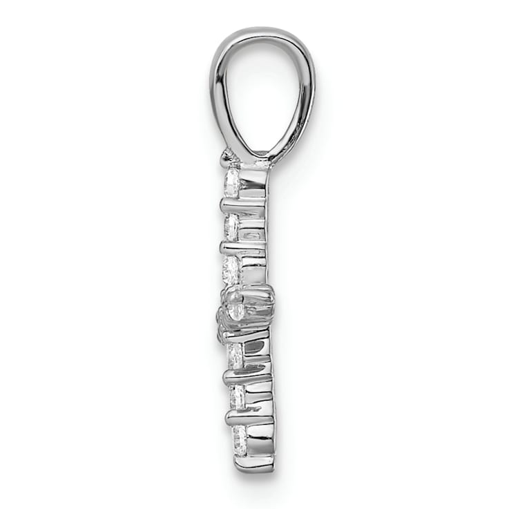 Rhodium Over 14K White Gold Lab Grown Diamond Letter X Initial Pendant