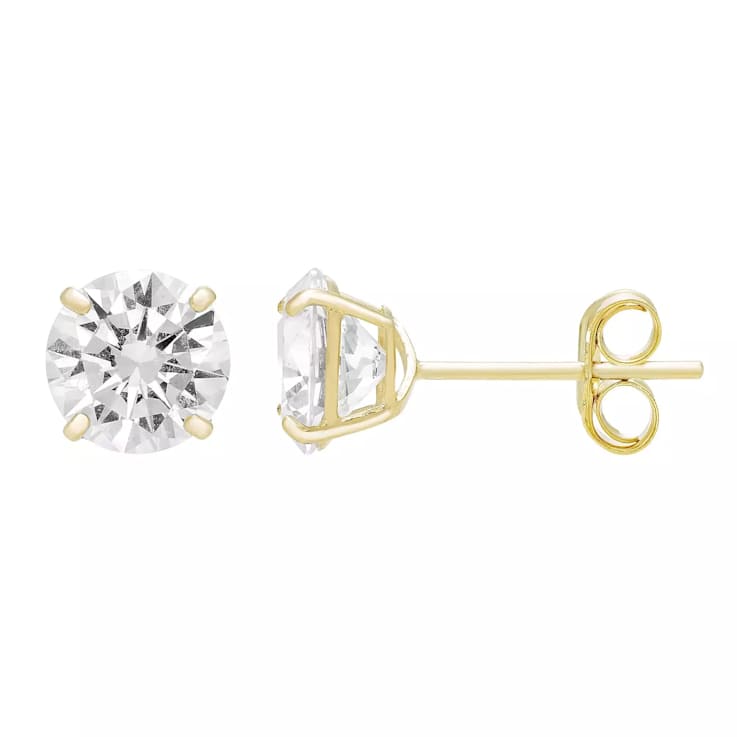 ＼半額SALE／ 14k Yellow Gold Cubic Zirconia Stud Earrings - 7MM - 142PBB アクセサリー