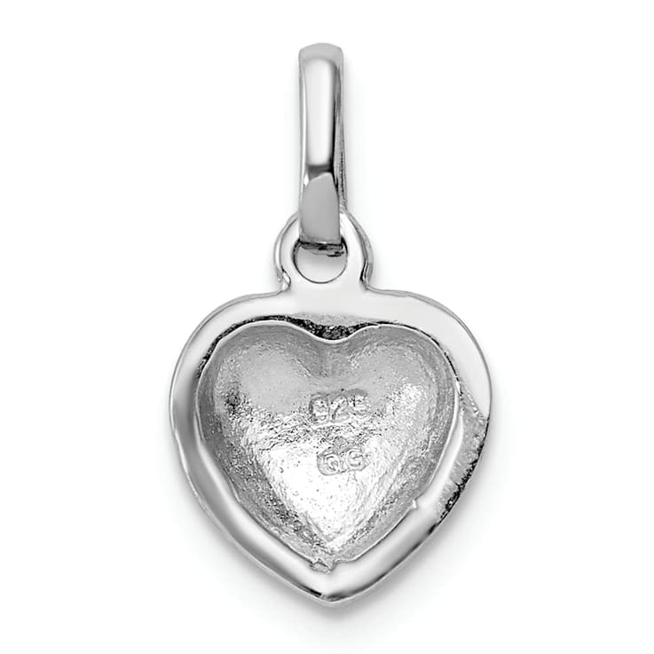 Rhodium Over Sterling Silver Polished Red Enameled Hearts Children's Pendant