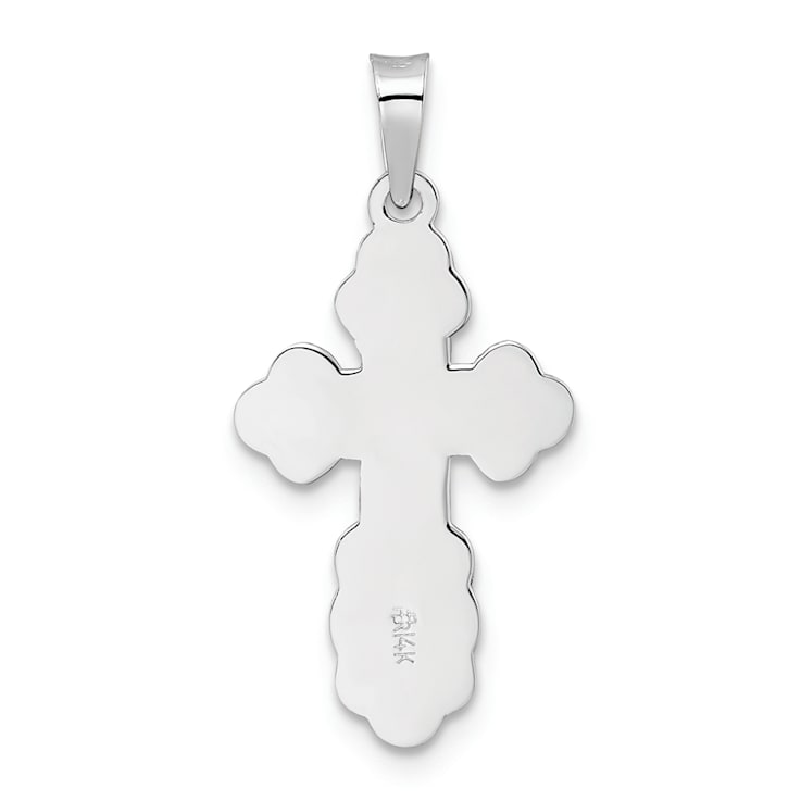 Rhodium Over 14K White Gold Polished Eastern Orthodox Solid Cross Pendant