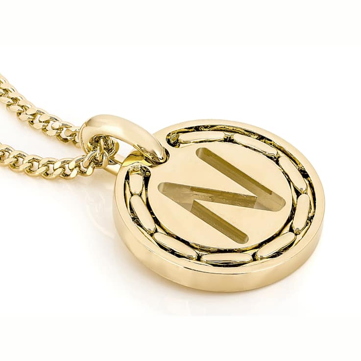 Cardano Initial N Pendant Necklace In 18K Gold Over Bronze