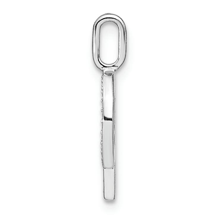 14K White Gold Diamond Lower Case Letter Q Initial Pendant