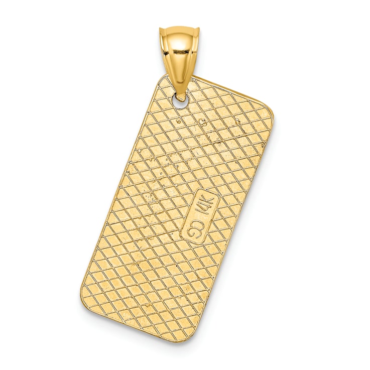 14k Yellow Gold Textured Maryland Ocean City License Plate pendant