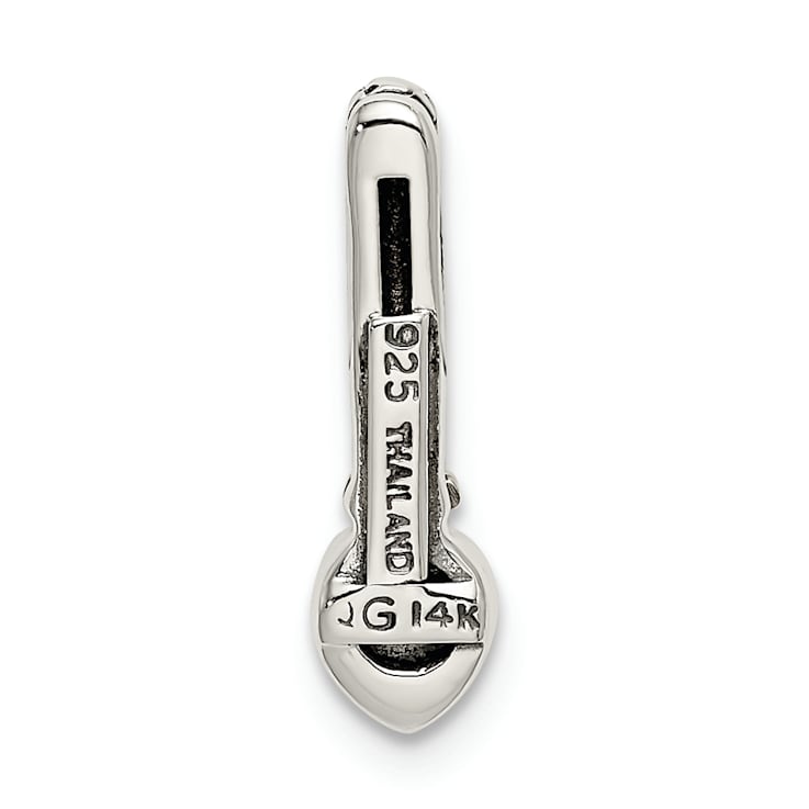 Rhodium Over Sterling Silver Antiqued with 14k Accent Polished Citrine
Chain Slide Pendant