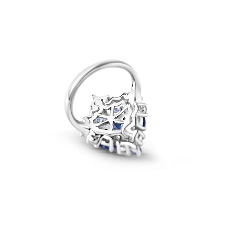 Rhodium Over Sterling Silver Marquise Tanzanite and White Zircon Ring 2.91ctw