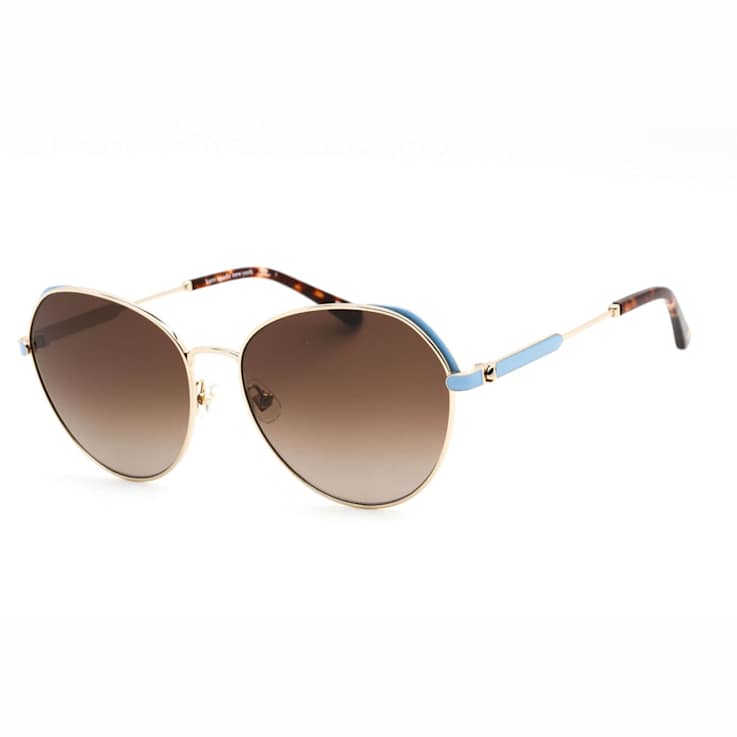 Kate Spade Octavia Gold Tone Blue Round Frames / Brown Gradient Lenses Sunglasses