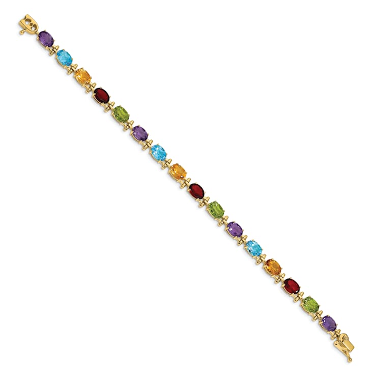 14k Yellow Gold Rainbow Gemstone Bracelet