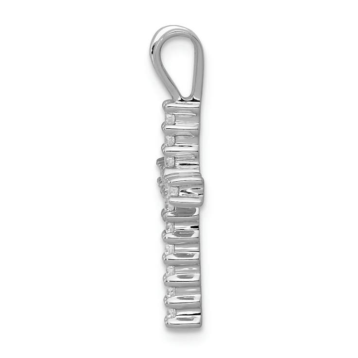 Rhodium Over 14k White Gold Diamond Latin Cross Pendant