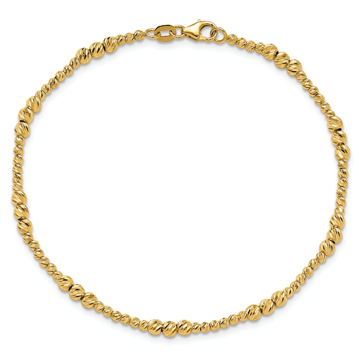 14K Yellow Gold Diamond-cut Beaded 7.5-inch Bracelet