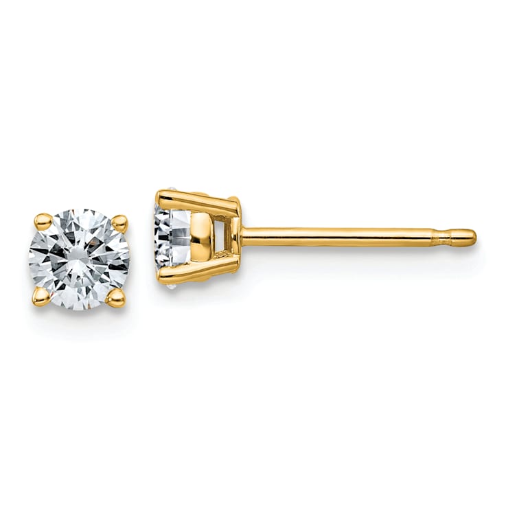 14K Yellow Gold 1/2ct. 4.0mm Round J-K Color Moissanite Earrings