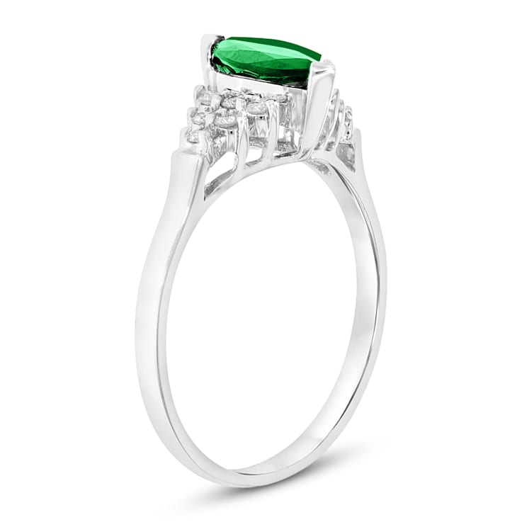 0.69ctw Emerald and Diamond Ring in 14k White Gold