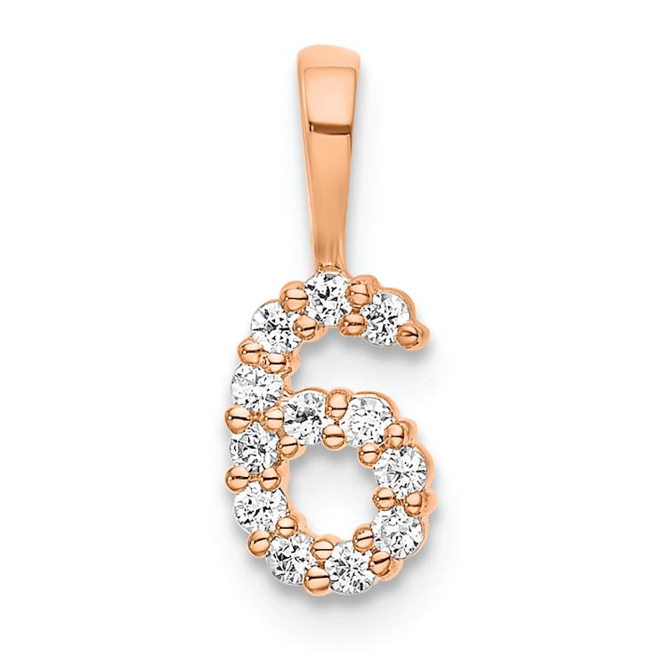 14k Rose Gold Diamond Number 6 Pendant