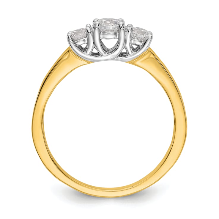 14K Two-tone Gold Lab Grown Diamond SI1/SI2, G H I, 3-Stone Engagement Ring
