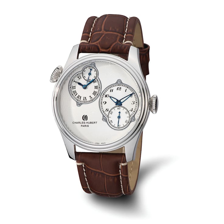 Charles Hubert Men's Stainless Steel Silver Dial Dual Time Watch