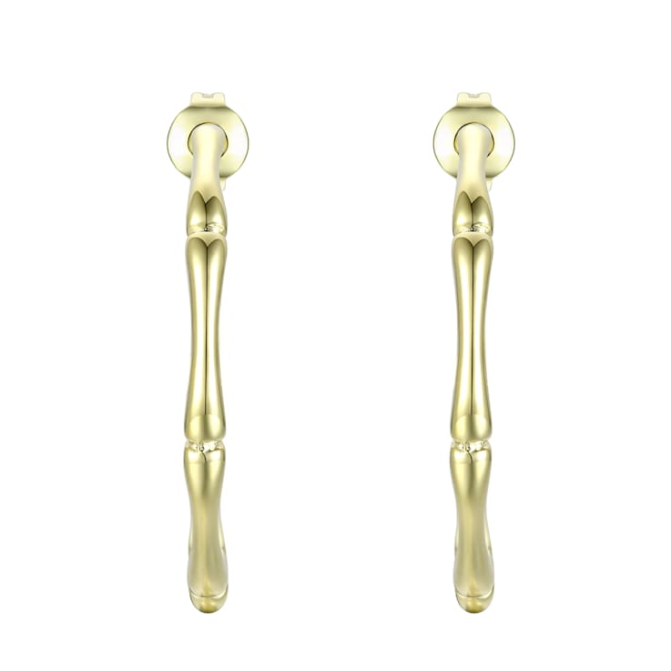 Bamboo Open Hoop Earrings In 14K Gold Over Brass
