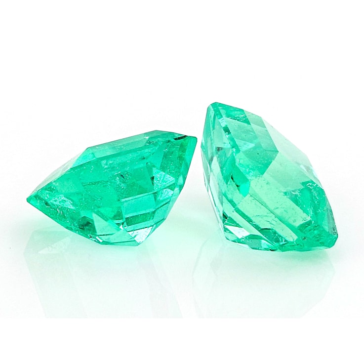 Colombian Emerald 5mm Emerald Cut Matched Pair 1.18ctw
