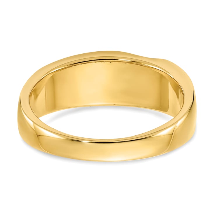 14K Yellow Gold Lab Grown Diamond Polished and Satin Men's Band