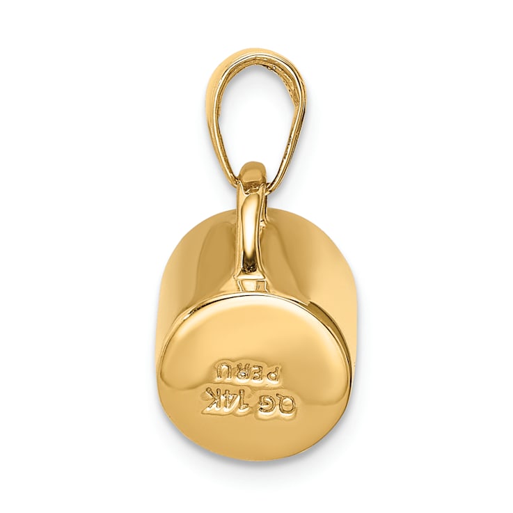 14k Yellow Gold 3D Enameled Coffee Cup Pendant