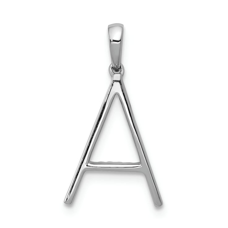 Rhodium Over 14K White Gold Diamond Letter A Initial Pendant