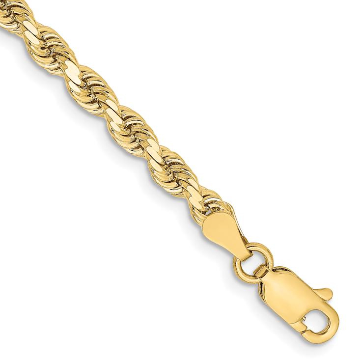 10k Yellow Gold 3.25mm Diamond-Cut Rope Link Bracelet