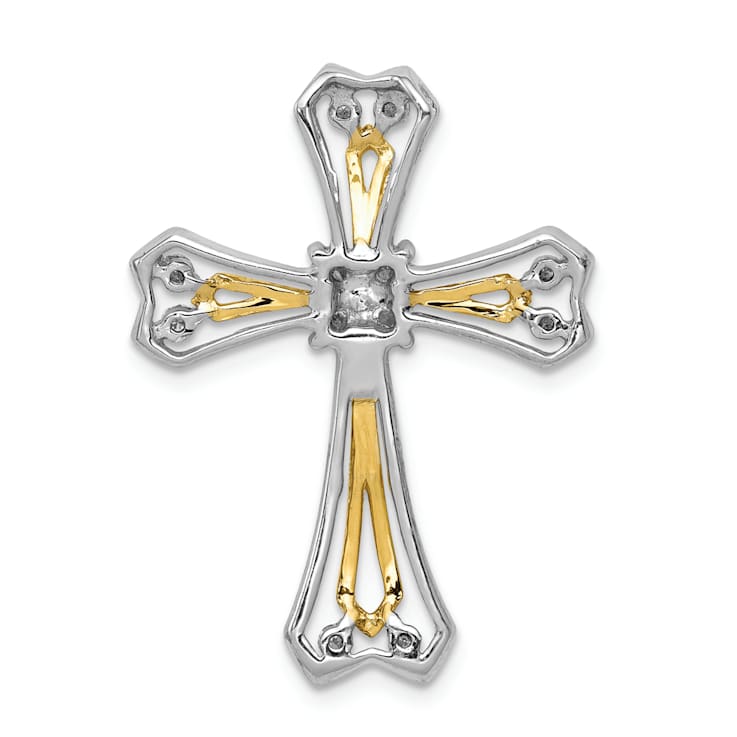 14k Yellow Gold and 14k White Gold Diamond Cross chain slide