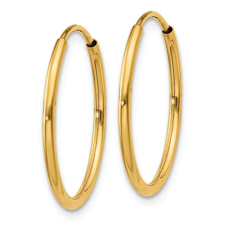 14k Yellow Gold 13/16" Endless Hoop Earrings