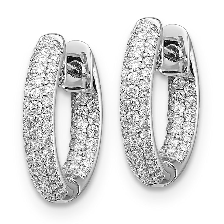 Rhodium Over 14K White Gold Lab Grown Diamond Hinged Hoop Earrings