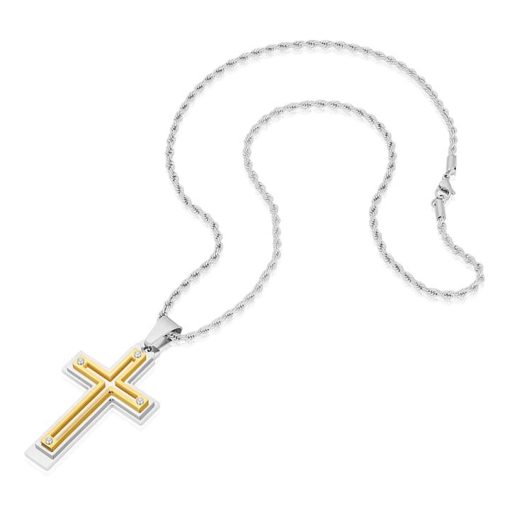 Invicta Men's Two-Tone Cross Pendant With Chain In Stainless Steel