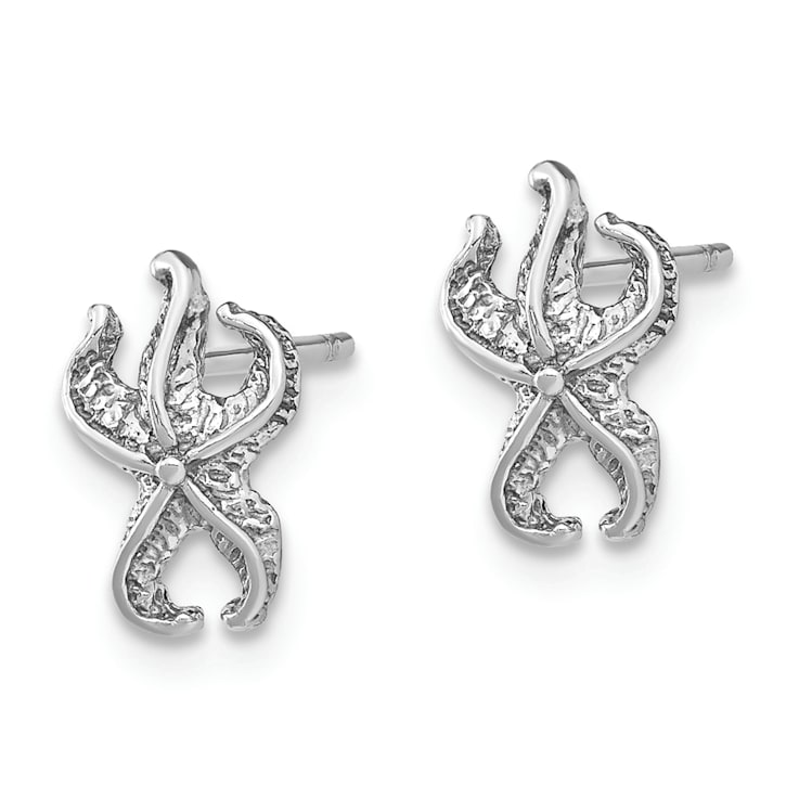 Rhodium Over 14k White Gold Starfish Stud Earrings
