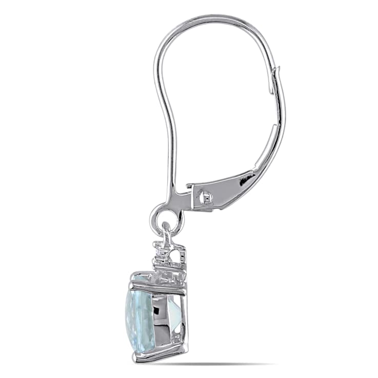 Aquamarine and Diamond 10K White Gold Earrings 1.72ctw