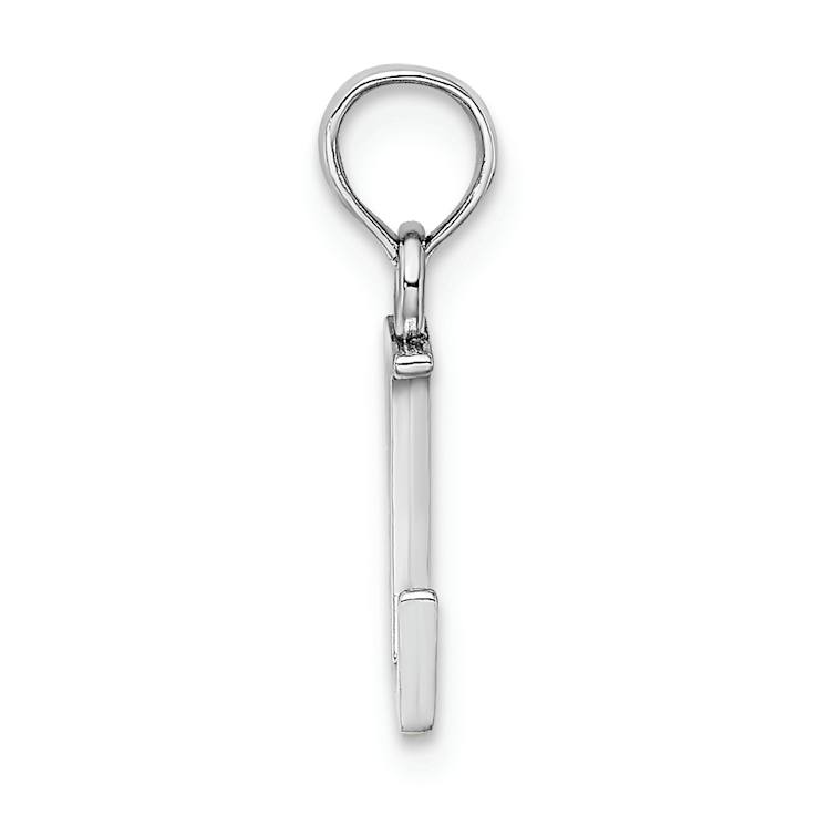 Rhodium Over 14k White Gold Polished Block Letter L Initial Pendant