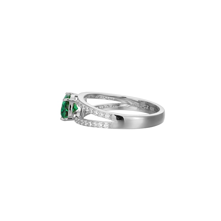 Green And White Cubic Zirconia Platinum Over Sterling Silver Ring 2.27ctw