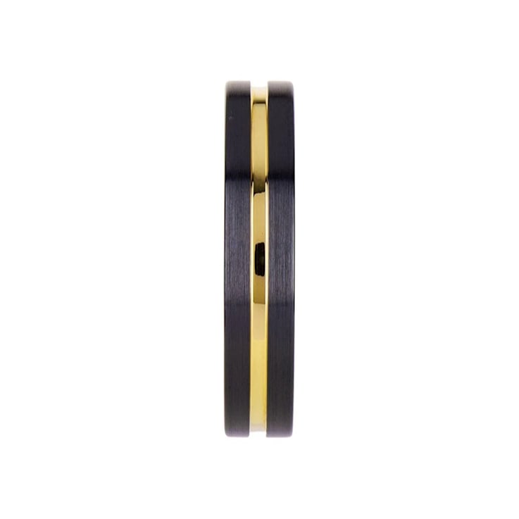 VIVALDI Black Ceramic Wedding Band With Yellow Gold Groove 4mm