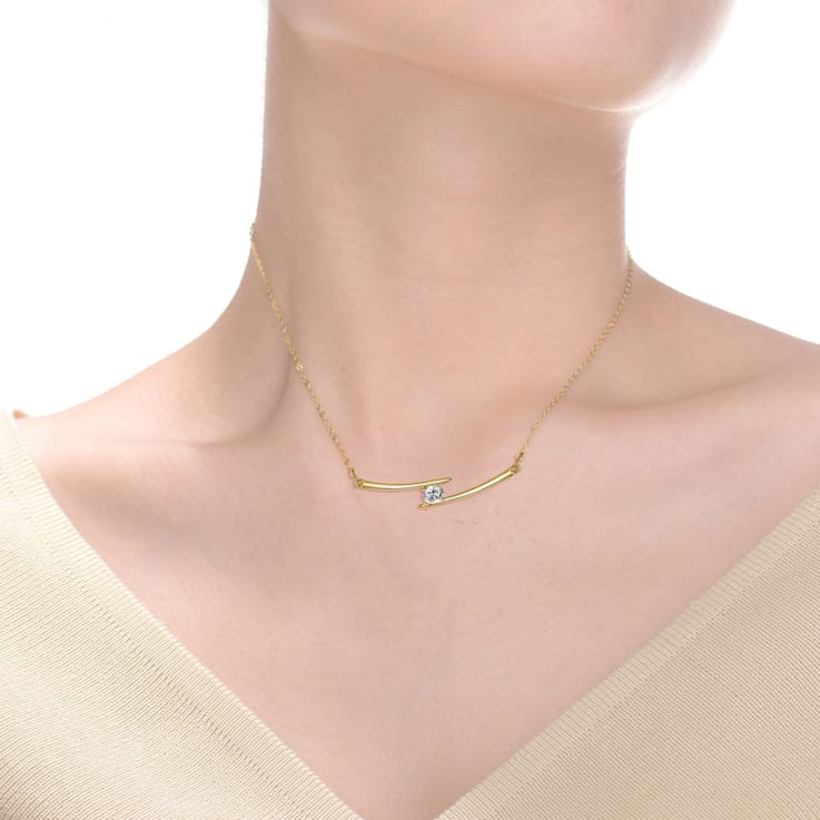 Lab-Created Moissanite, 14k Yellow Gold Plated over Sterling Silver Bar
Necklace, 0.30ctw